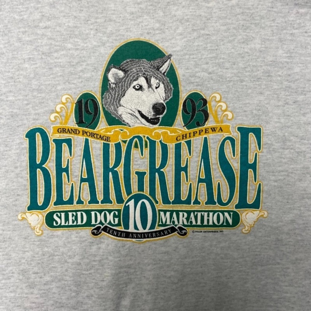 vintage Beargrease Sled Dog Marathon sweatshirt mens XXL Grey 1990s USA - Picture 2 of 12